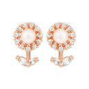 Etnico Valentine's Special Rose Gold Plated & White Floral Studs Earrings for women (E2971)