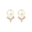 Etnico Valentine's Special Rose Gold -Plated & White Contemporary Studs Earrings for Women (E2973)