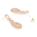 Etnico Valentine's Special Rose Gold Plated & White AD Studded Drop Earrings for Women (E2976)