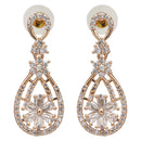 Etnico Valentine's Special Rose Gold Plated & White AD Studded Drop Earrings for Women (E2976)