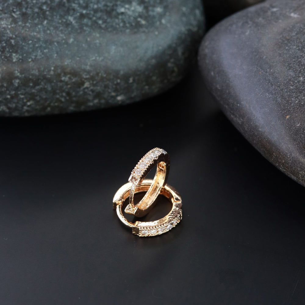 Etnico Valentine's Special Rose Gold-Plated Contemporary AD Studs Earrings for Women (E2978)