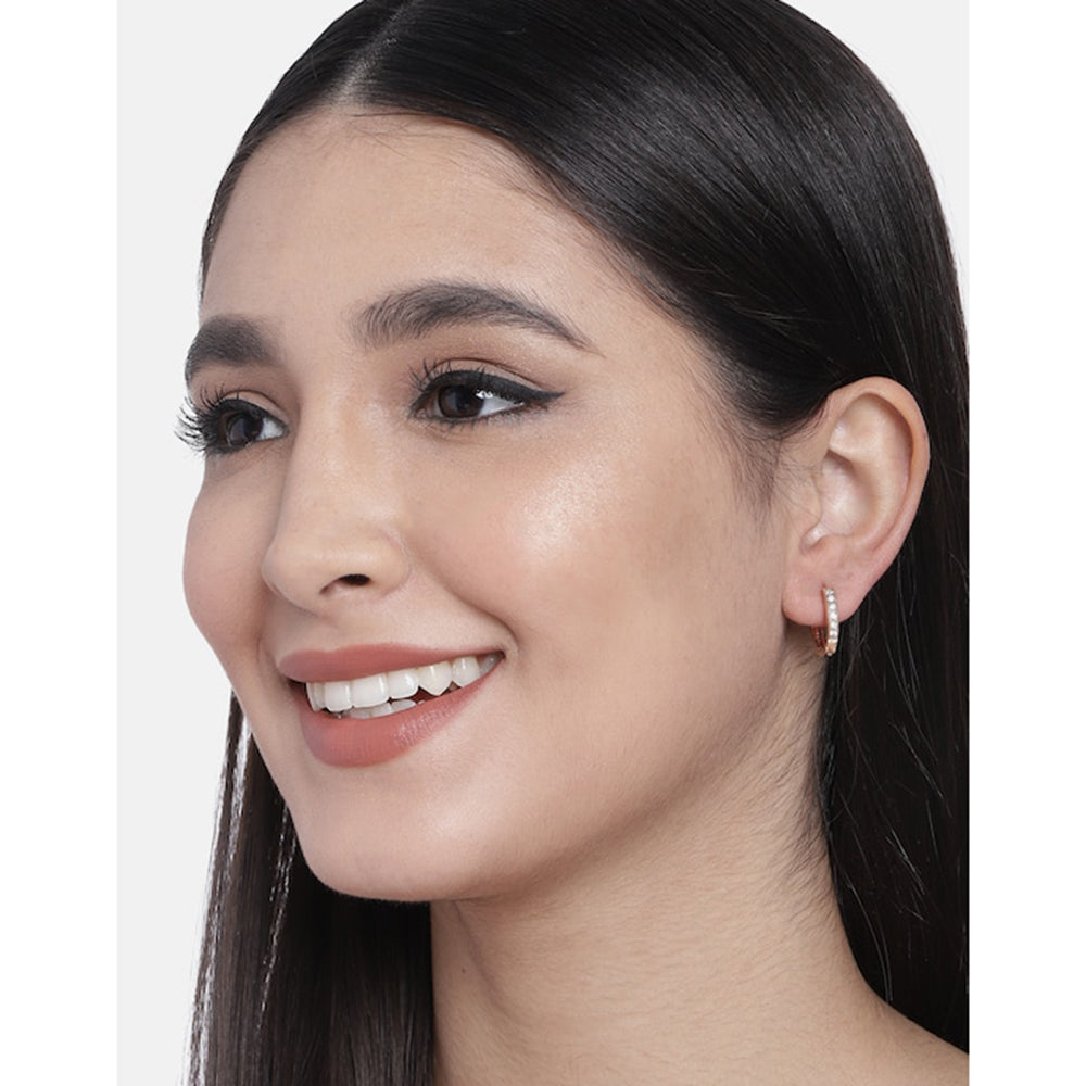 Etnico Valentine's Special Rose Gold-Plated Contemporary AD Studs Earrings for Women (E2978)