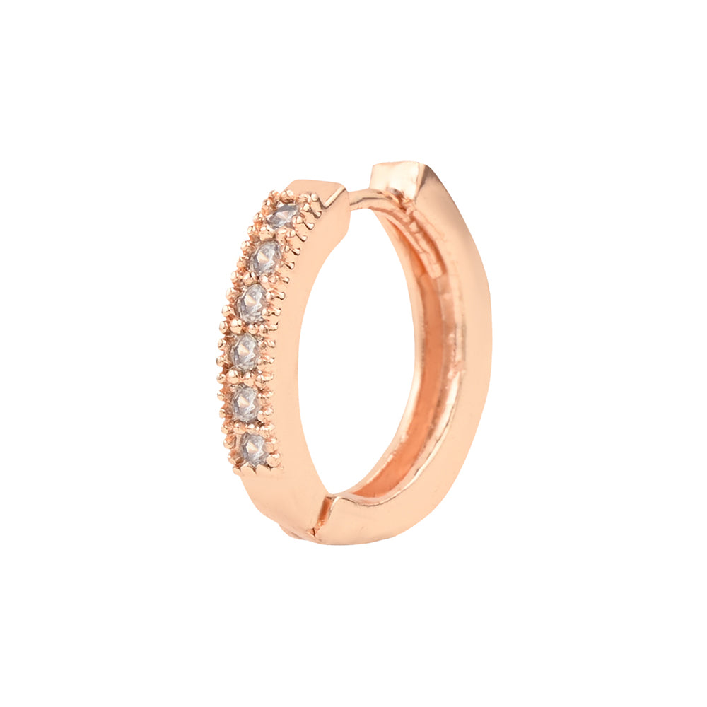 Etnico Valentine's Special Rose Gold-Plated Contemporary AD Studs Earrings for Women (E2978)