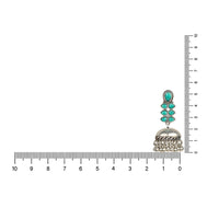 Etnico Silver Oxidised Traditional Kundan & Stone Studded Jhumka Earrings For Women (E2980ZG)