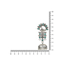 Etnico Silver Oxidised Traditional Kundan & Stone Studded Jhumka Earrings For Women (E2981ZG)