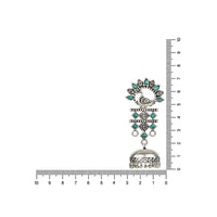 Etnico Silver Oxidised Traditional Kundan & Stone Studded Jhumka Earrings For Women (E2981ZG)