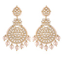 Etnico Women's Gold Plated Intricately Designed Traditional Beaded Chandbali Earrings Glided with Kundans and Pearls (E3001W)