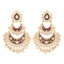Etnico Women's Gold Plated Intricately Designed Traditional Meenakari Earrings Glided with Kundans & Pearls (E3003M)