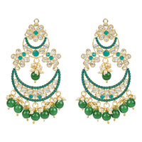 Etnico Gold Plated Traditional Handcrafted Pearl Kundan Beaded Chandbali Earrings for Women/Girls (E3031G)