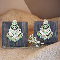 Etnico Gold Plated Traditional Handcrafted Pearl Kundan Beaded Chandbali Earrings for Women/Girls (E3033Min)