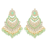 Etnico Gold Plated Traditional Handcrafted Pearl Kundan Beaded Chandbali Earrings for Women/Girls (E3033Min)