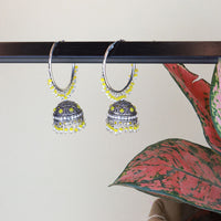 Etnico Silver Plated Traditional Handcrafted Yelllow Pearl Jhumki Earrings for Women/Girls(E3060ZY)