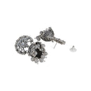 Etnico Silver Oxidised Traditional Kundan & Stone Studded Jhumka Earrings For Women (E3061ZGr)