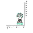 Etnico Silver Oxidised Traditional Kundan & Stone Studded Jhumka Earrings For Women (E3061ZMin)