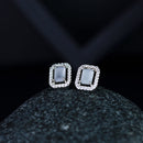 Etnico Valentine's Special Silver Plated Grey CZ & American Diamond Beautiful Studs Earrings for Women/Girls (E3066ZGr)