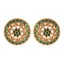 Etnico 18k Gold Plated Round Green Stone Handcraft Stud Earring for Women (E519)