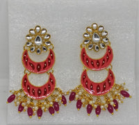 Midas Touch Gold Plated Meenakari And Kundan Dangler Earrings - E6057