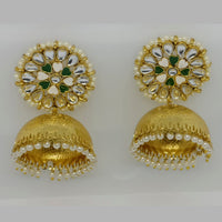 Midas Touch Gold Plated Meenakari & Kundan Jhumki Earrings