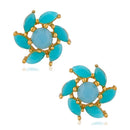 Mahi Floral Love Carrot Blue Crystal Alloy Stud Earring