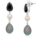 Mahi Rhodium Plated Partywear Dangler Earrings With Crystal Stone