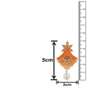 Mahi Meenakari Work Rosegold Plated Floral Dangler Earrings with Crystal and Artificial Pearl for Womens (ER1109675Z)