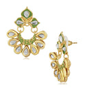 Mahi Traditional Floral Chandbali Kundan and Green Meenakariwork Earrings for Women (ER1109676G)