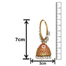 Mahi Orange Meenakari Work Enamelled Artificial Pearl Bali Jhumki Earrings for Women (ER1109718GOrg)