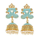Mahi Traditional Blue Meenakari work Peacock Jhumki Earrings with Artificial Pearls for Women (ER1109724GLBlu)