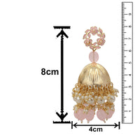 Mahi Beautifully Light Pink Emelled Pearl Drop Ethnic Floral Jhumka Earring for Women (ER1109821GLPin)