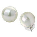 Mahi Rhodium Plated Classic White Artificial Pearl Stud Earrings for Women (ER1109822RWhi_14mm)