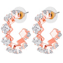 Mahi Rose Gold Plated Shiny Princess Cut Cubic Zirconia Studed Half Bali Hoop Earrings for Women (ER1109824ZWhi)