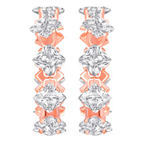 Mahi Rose Gold Plated Shiny Princess Cut Cubic Zirconia Studed Half Bali Hoop Earrings for Women (ER1109824ZWhi)