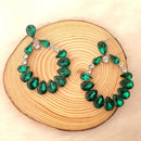 Mahi Rhodium Plated Green and White Shiny Crystals Luxurious Dangler Earrings for Women (ER1109832RGre)