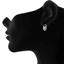 Mahi Swarovski Crystals Blue Peacock Feather Earrings