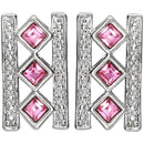 Mahi Swarovski Crystals Pink Square Earrings