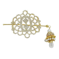 Apurva Pearls Stone Gold Plated Hair Brooch - 1502701