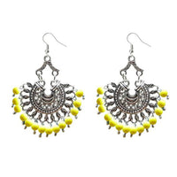 Jeweljunk Beads Silver Plated Afghani Dangler Earrings - 1311209E