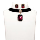 Jeweljunk Purple Stone Gold Plated Choker Necklace Set - 1108714A