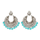 Tip Top Fashions Silver Plated Blue  Beads Afghani Earrings - 1311022V