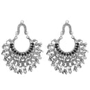 Jeweljunk Black Pota Stone Rhodium Plated Afghani Earrings - 1311028B