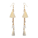 Jeweljunk Gold Plated White Thread Earrings - 1310909B