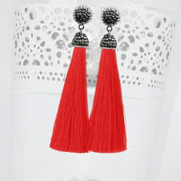 Jeweljunk Stone & Orange Thread Rhodium Plated Earrings - 1310933C