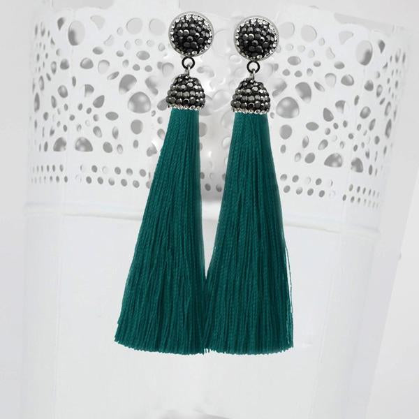 Jeweljunk Stone Thread Rhodium Plated Earring - 1310933P