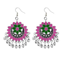 Tip Top Fashions Meenakari Silver Plated Afghani Earrings - 1311080C