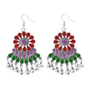 Tip Top Fashions Rhodium Plated Multi Meenakari Afghani Earrings - 1311081C