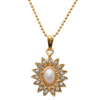 Regina White Pearl Austrian Stone Chain Pendant - 1203146