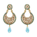 Tip Top Fashions Blue Austrian Stone Gold Plated Chandbali Earrings - 1300908