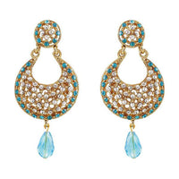 Tip Top Fashions Blue Austrian Stone Gold Plated Chandbali Earrings - 1300908