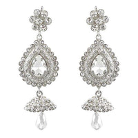 Tip Top Fashions Silver Plated White Austrian Stone Dangler Earrings - 1300916