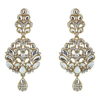 Tip Top Fashions Gold Plated Kundan Austrian Stone Dangler Earrings - 1300918